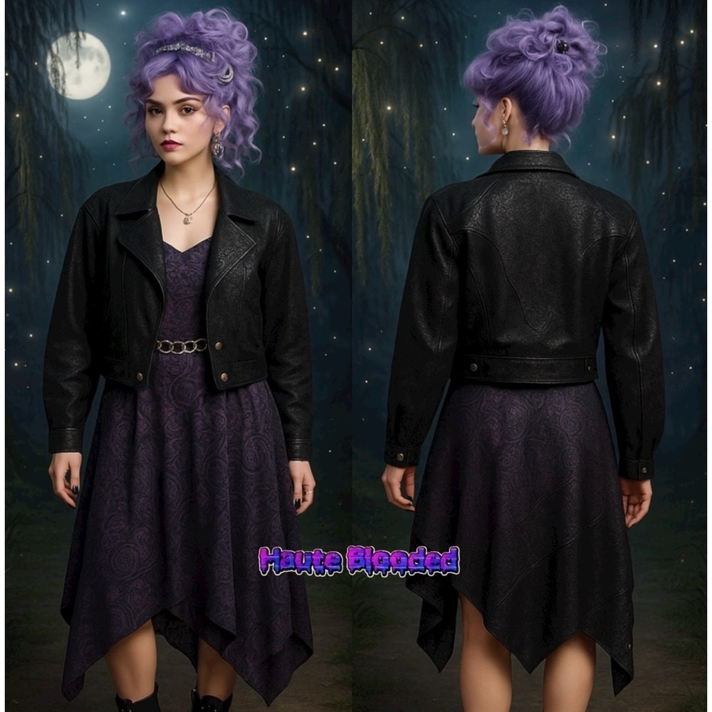 Vintage 90's Wilsons Suede Jacket Crop Boho Whimsygoth Goth y2k egirl Moto alt S